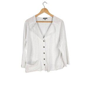 Habitat Casual Button Front Cotton Shirt Jacket White XL